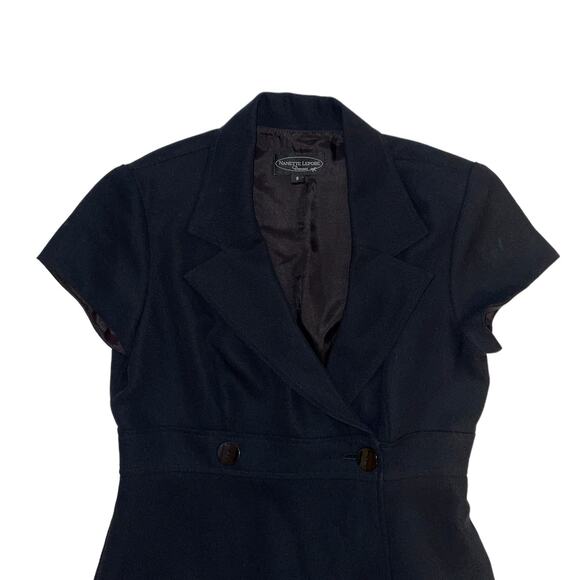 Nanette Lepore Short Sleeve Collared Black Mini Dress Size 8 - Picture 5 of 12